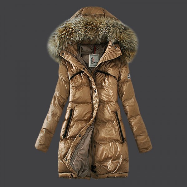 Moncler Donna Giù cappotto Khaki Presa M1105